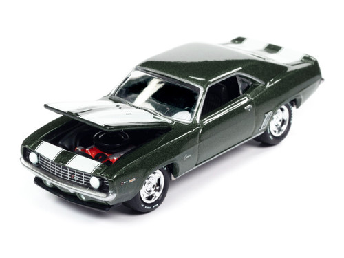 1969 Chevrolet Camaro Z/28 Green Metallic with White Stripes "United States Postal Service" "Pop Culture" 2023 Release 3 1/64 Diecast Model Car by Johnny Lightning
