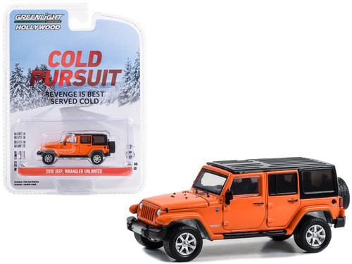 2010 Jeep Wrangler Unlimited Orange with Black Top "Cold Pursuit" (2019) Movie "Hollywood Series" Release 40 1/64 Diecast Model Car by Greenlight