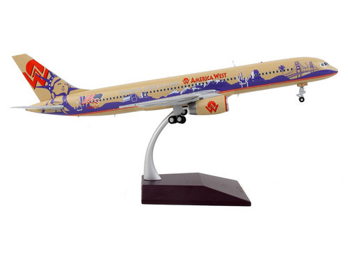 Boeing 757-200 Commercial Aircraft "America West Airlines" Beige with Purple Graphics "Gemini 200" Series 1/200 Diecast Model Airplane by GeminiJets