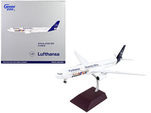 Airbus A330-300 Commercial Aircraft "Lufthansa - Diversity Wins" White with Blue Tail "Gemini 200" Series 1/200 Diecast Model Airplane by GeminiJets