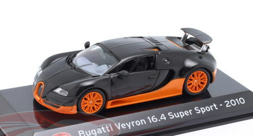 1/43 Altaya 2010 Bugatti Veyron 16.4 Super Sport (Black & Orange) Diecast Car Model