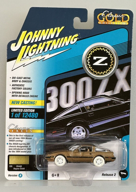 1/64 Johnny Lightning 1984 Nissan 300ZX Gold Metallic Diecast Car