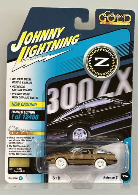 CHASE CAR 1984 Nissan 300ZX Aspen Gold Metallic with Black Stripes "Classic Gold Collection" Series Limited Edition to 12480 pieces Worldwide 1/64 Diecast Model Car by Johnny Lightning