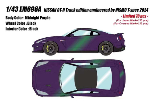 1/43 Makeup 2024 Nissan GT-R GTR R35 Track Edition Engineered by Nismo T-Spec (Midnight Purple) Car Model