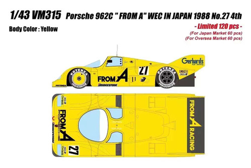 1/43 Makeup 1988 Porsche 962C "From A" WEC in Japan No.27 4th Car Model