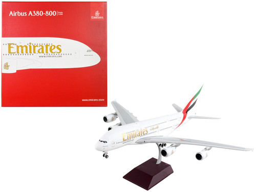 Airbus A380-800 Commercial Aircraft "Emirates Airlines - A6-EVC" White with Striped Tail "Gemini 200" Series 1/200 Diecast Model Airplane by GeminiJets