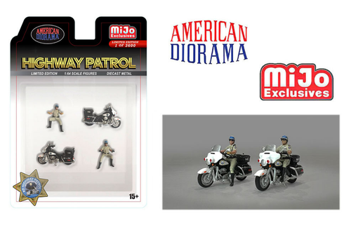 1/64 American Diorama Highway Patrol Police Motorcycles & Figures