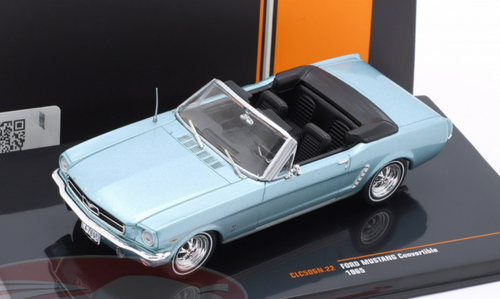 1/43 Ixo 1965 Ford Mustang Convertible (Light Blue Metallic Car Model