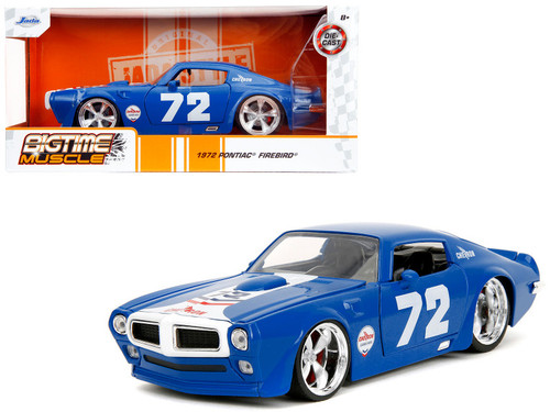 1972 Pontiac Firebird #72 Blue with White Stripe "Chevron" "Bigtime Muscle" Series 1/24 Diecast Model Car by Jada