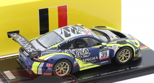 1/43 Spark 2022 Porsche 911 GT3 R #39 3rd Pro-AM Cup Class 24h Spa Singha Racing Team TP 12 Piti Bhirombhakdi, Christophe Hamon, Tonard Sathienthirakul, Earl Bamber Car Model