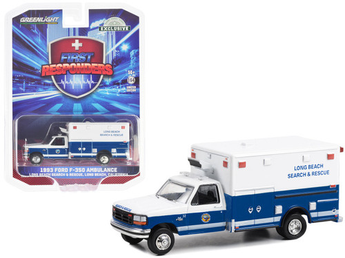 1993 Ford F-350 Ambulance (Long Beach Search & Rescue) Long Beach, California "First Responders" "Hobby Exclusive" 1/64 Diecast Model Car by Greenlight