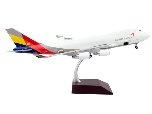 Boeing 747-400F Commercial Aircraft "Asiana Cargo" White with Striped Tail "Gemini 200 - Interactive" Series 1/200 Diecast Model Airplane by GeminiJets