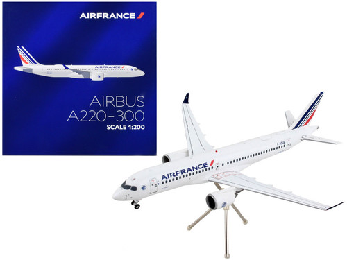 Airbus A220-300 Commercial Aircraft "Air France" White with Striped Tail "Gemini 200" Series 1/200 Diecast Model Airplane by GeminiJets
