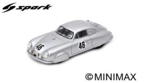 1/18 Spark 1951 Porsche 356 No.46 20th 24H Le Mans A. Veuillet - E. Mouche Car Model