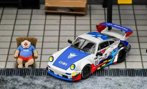 1/64 Star Model Porsche 911 964 RWB Exia Robot Diecast Car Model with Figure