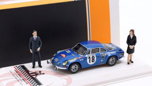 1/43 Ixo 1973 Alpine-Renault 1800S #18 Winner Rallye Monte Carlo Alpine Renault Team Jean-Claude Andruet, Michèle Espinosi-Petit Car Models with Figures