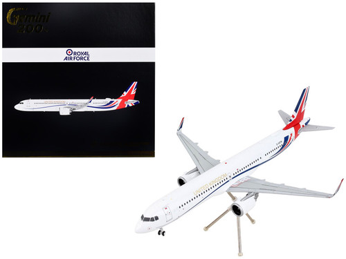Airbus A321neo Commercial Aircraft "British Royal Air Force" White with United Kingdom Flag Graphics "Gemini 200" Series 1/200 Diecast Model Airplane by GeminiJets