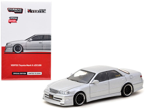 Toyota Mark II JZX100 "Vertex" RHD (Right Hand Drive) Silver Metallic "Global64" Series Limited Edition to 2544 pieces Worldwide 1/64 Diecast Model by Tarmac Works