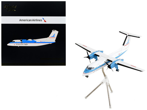 Bombardier Dash 8-100 Commercial Aircraft "American Eagle - Piedmont Airlines" White with Blue Stripes "Gemini 200" Series 1/200 Diecast Model Airplane by GeminiJets