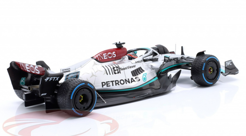 1/18 Minichamps 2022 Formula 1 George Russell Mercedes-AMG F1 W13 #63 5th Monaco GP Car Model with Collector's Box