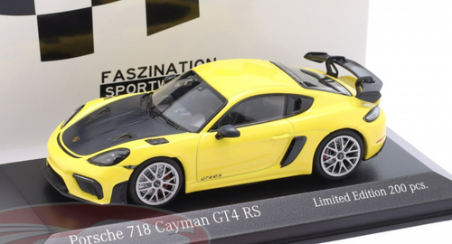 1/43 Minichamps 2021 Porsche 718 (982) Cayman GT4 RS (Yellow with Silver Rims) Car Model