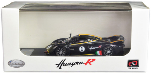 Pagani Huayra R #1 Carbon Black with Gold Accents 1/64 Diecast Model Car by LCD Models