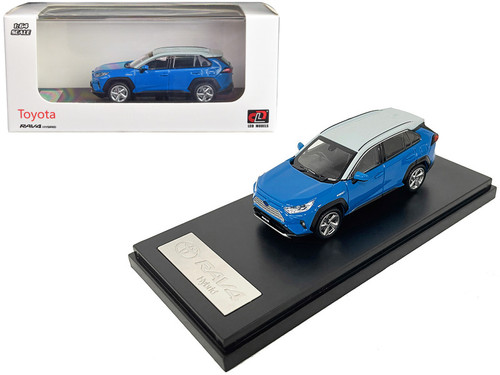 Toyota RAV4 Hybrid Blue Metallic with Gray Top 1/64 Diecast Model Car by LCD Models