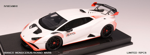 1/18 Ivy Lamborghini Huracan STO (Bianco Monocerus White with Rosso Mars Red Accent) Car Model Limited 15 Pieces