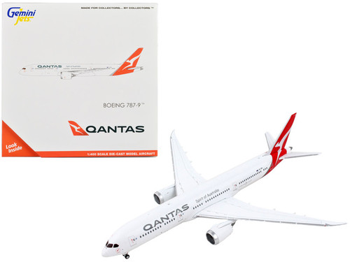 Boeing 787-9 Commercial Aircraft "Qantas Airways - Spirit of Australia" White with Red Tail 1/400 Diecast Model Airplane by GeminiJets