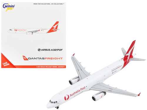 Airbus A321 P2F Commercial Aircraft "Qantas Freight - Australia Post" White with Red Tail 1/400 Diecast Model Airplane by GeminiJets