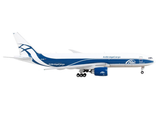 Boeing 777F Commercial Aircraft "AirBridgeCargo" White with Blue Stripes 1/400 Diecast Model Airplane by GeminiJets