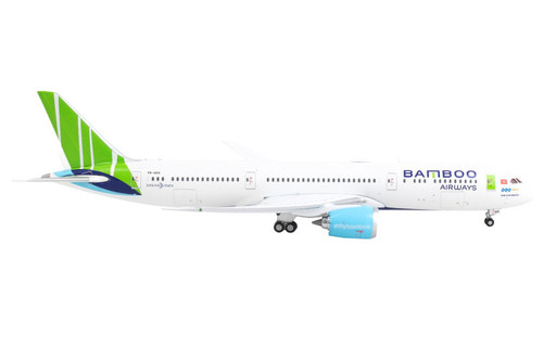 Boeing 787-9 Commercial Aircraft "Bamboo Airways" White with Green Tail 1/400 Diecast Model Airplane by GeminiJets