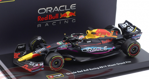 1/43 BBurago 2023 Formula 1 Max Verstappen Red Bull RB19 #1 Winner Miami GP Formula 1 World Champion Car Model Elite Edition