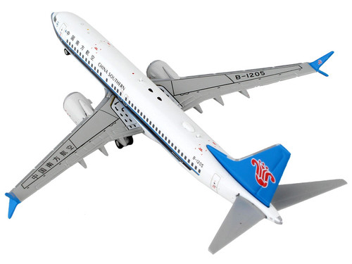 Boeing 737 MAX 8 Commercial Aircraft "China Southern Airlines" White with Black Stripes and Blue Tail 1/400 Diecast Model Airplane by GeminiJets