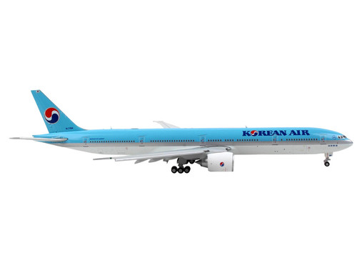 Boeing 777-300ER Commercial Aircraft with Flaps Down "Korean Air" Blue and White 1/400 Diecast Model Airplane by GeminiJets