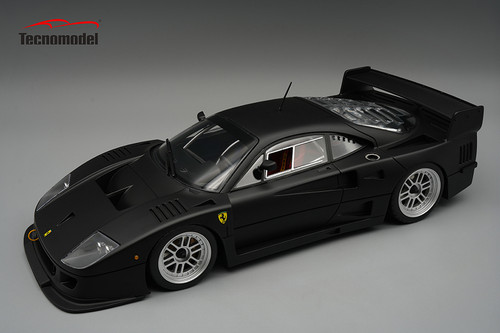 1/18 Tecnomodel Ferrari F40 LM 1996 Press Version Matt Black Color with BBS Silver Wheels Limited Edition Car Model