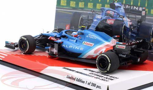 1/43 Minichamps 2021 Formula 1 Esteban Ocon Alpine A521 #31 Winner Hungarian GP Car Model