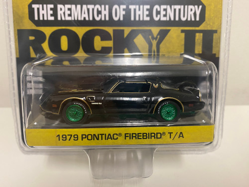 CHASE CAR 1979 Pontiac Firebird Trans Am T/A Black with Hood Bird "Rocky II" (1979) Movie "Hollywood Series" Release 5 1/64 Diecast Model Car by Greenlight