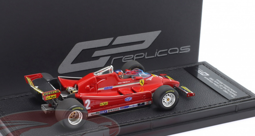 1/43 GP Replicas 1980 Formula 1 Gilles Villeneuve Ferrari 126C #2 Qualifying Italian GP Car Model with Driver Figure