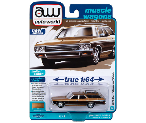 1/64 Auto World 1970 Chevrolet Kingswood Estate (Champagne Gold Poly) Diecast Car Model