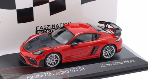 1/43 Minichamps 2021 Porsche 718 (982) Cayman GT4 RS (Red with Silver Wheels) Car Model