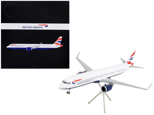 Airbus A321neo Commercial Aircraft "British Airways" White with Tail Stripes "Gemini 200" Series 1/200 Diecast Model Airplane by GeminiJets