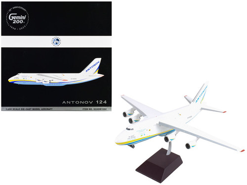 Antonov 124-100M Commercial Aircraft "Antonov Airlines" White with Blue and Yellow Stripes "Gemini 200" Series 1/200 Diecast Model Airplane by GeminiJets