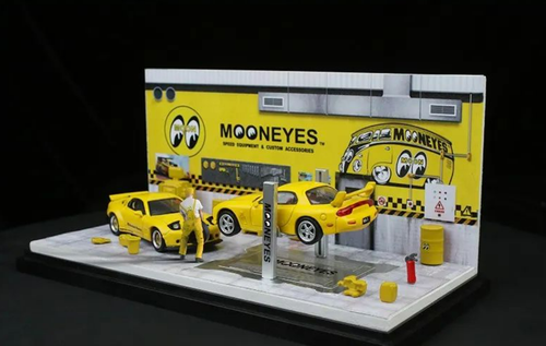 Assemble Diorama 1:64 LED Lighting Garage Model Car Station Parking  Lot-Mooneyes