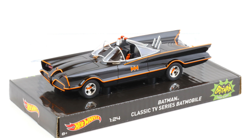 1/24 Hot Wheels Batman Classic TV Series Batmobile (Black & Orange) Diecast Car Model