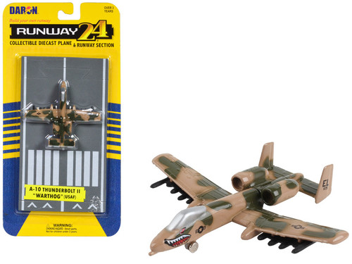 Fairchild Republic A-10 Thunderbolt II "Warthog" Attack Aircraft Camouflage "United States Air Force" with Runway Section Diecast Model Airplane by Runway24