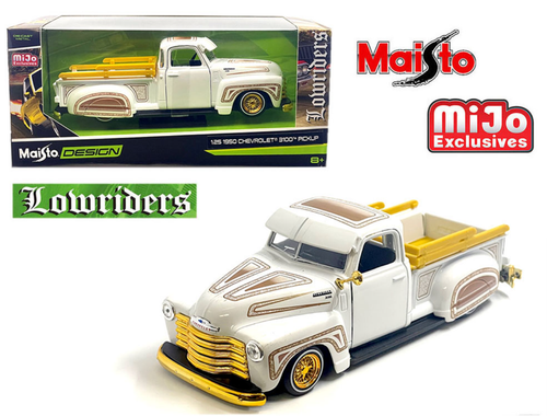 1/24 Maisto 1950 Chevrolet 3100 Pickup Truck Lowrider (White) Diecast Car Model