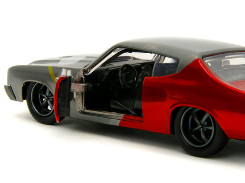 1970 Chevrolet Chevelle SS Gray Metallic and Red Metallic with Black Hood and Thor Diecast Figure "The Avengers" "Hollywood Rides" Series 1/32 Diecast Model Car by Jada