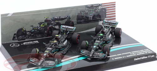 1/43 Minichamps 2023 Formula 1 2-Car Set Lewis Hamilton #44 & George Russell #63 5th & 7th Bahrain GP Car Models