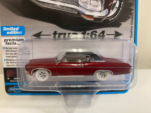 CHASE CAR 1/64 Auto World 1970 Chevrolet Impala SS Lowrider (Black Cherry) Diecast Car Model